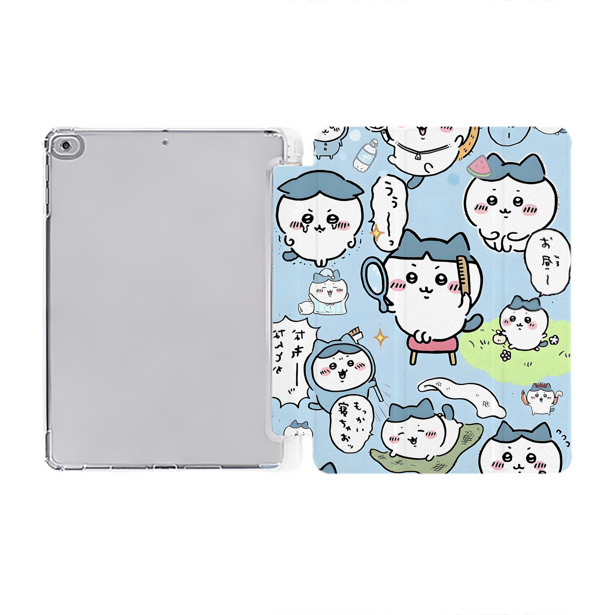 （画像用） ちいかわ Chii-kawa IPad ケース ペン収納付き 三つ折りスタンド PUレザー×シリコン 対応機種9.5/10.5/10.9インチ